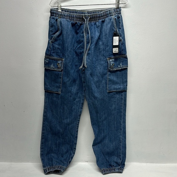 Carmar Lysander Denim Joggers Jeans Elastic Waist Drawstring Blue New Medium - Picture 2 of 8